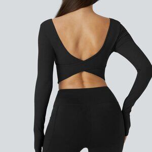 Halara Criss Cross Top, Long Sleeve with Thumb Holes NWT ( L )